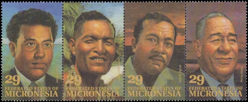 Micronesia #177, Complete Set, Strip of 4, 1993, Never Hinged