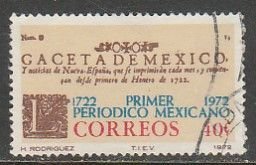 MEXICO 1039, 250th Anniversary of the First Newspaper Used. VF. (1019)