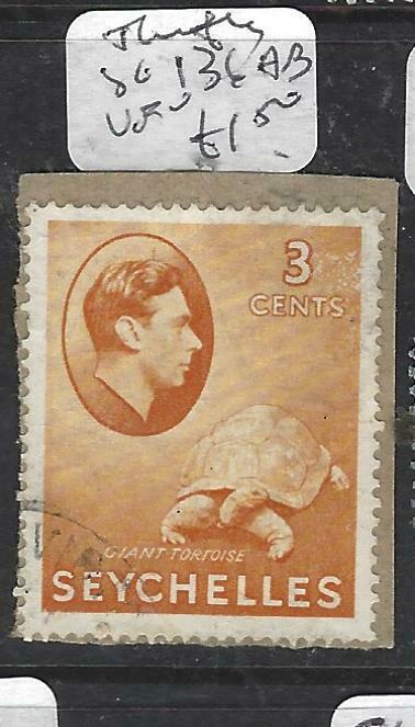 SEYCHELLES  (PP2905B)  KGVI 3C TURTLE  SG 136AB   VFU