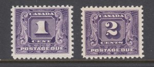 Canada Sc J6, J7 MLH. 1930-32 1c & 2c dark violet Postage Dues, fresh, VLH, F-VF