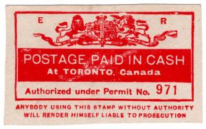 (I.B) Canada Postal : Postage Paid in Cash Label