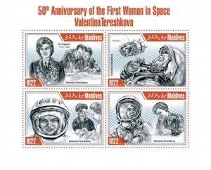 Maldives - 2013 Tereshkova 50th Anniversary - 4 Stamp Sheet - 13E-054