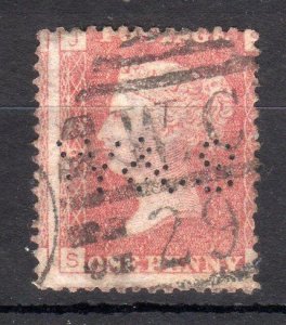 PENNY RED PLATE 193 WITH 'W & S' PERFIN