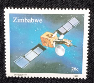 D)1985, ZIMBABWE, STAMP MAZOWE GROUND STATION, INTELSAT V SATELLITE, MNH