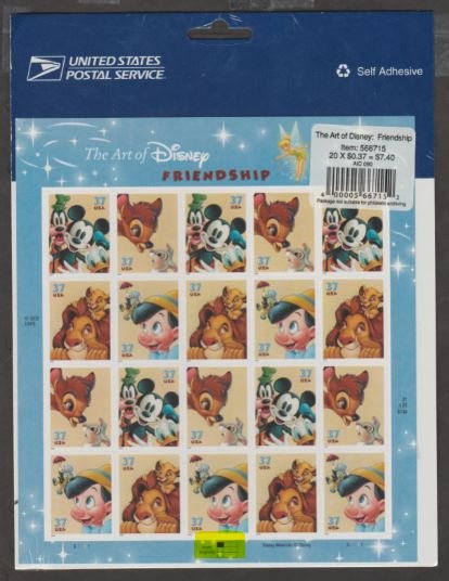 U.S. Scott #3865-3868 Disney - IN PACKAGE Highlighted UL Plate - Mint NH Sheet