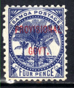 Samoa 1899 – 00 QV 4d Dull Blue Ovpt Provisional Govt MM SG 93 ( M538 )