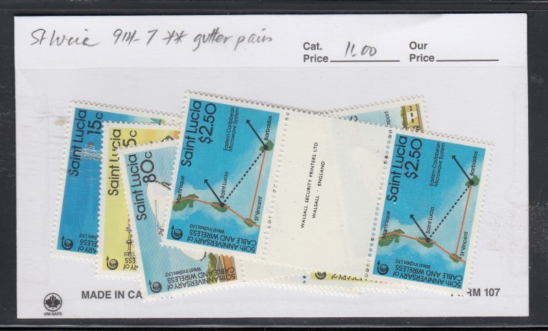 St Lucia 914-7 Cable & Wireless gutter pairs mnh