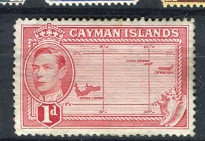 CAYMAN ISLANDS; 1938 early GVI issue fine Mint hinged 1d. value