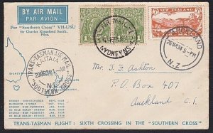 NEW ZEALAND AUSTRALIA 1934 Capt Ulm double flight cover....................b2563