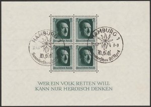 GERMANY 1937 Hitler 6pf M/sheets perf, imperf, & Nurnberg. SG cat £133+.