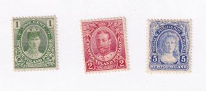 NEWFOUNDLAND # 104-105,108 VF-MLH ROYAL FAMILY ISSUES