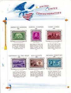 U S 1950 Commemorative Mint NH Year Set on White Ace Album Pages - 2 Scans