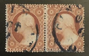 TangStamps: US #25 Type I, Pair Used, Small Perf Imperfections