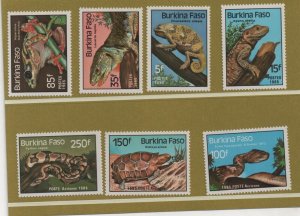 Thematic Stamps Animals - BURKINO FASO 1985 REPTILES/AMPHIB. 733/9  7v mint