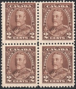 Canada SC#218 2¢ King George V Block of Four (1935) MNH