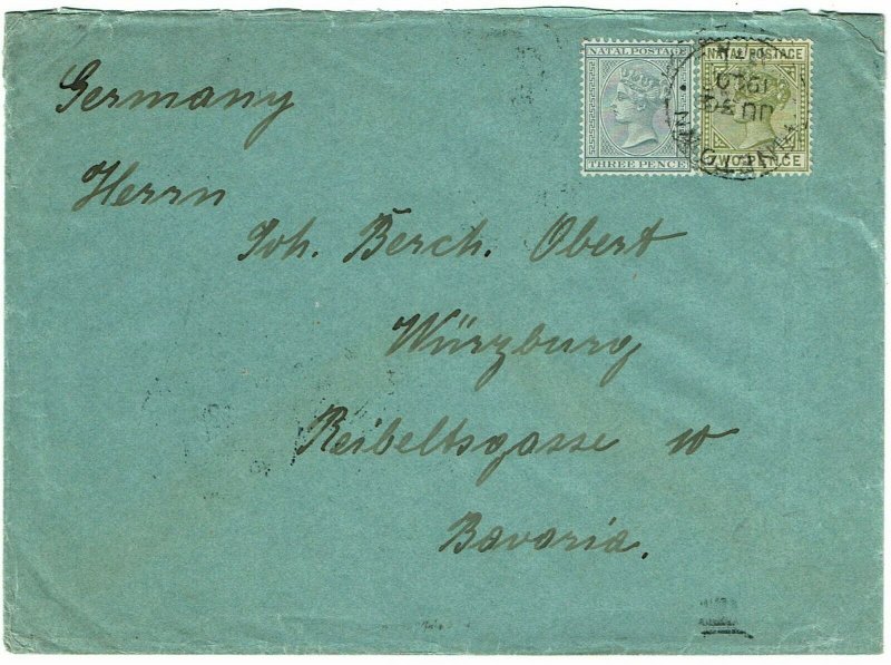 Natal 1900 Pinetown cancel on cover to Germany, from Trappist Monastery