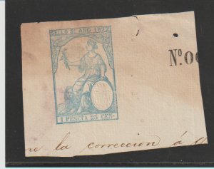 PUERTO RICO 1872 Used 1 Peseta 25c Coastal Bill of Lading Revenue