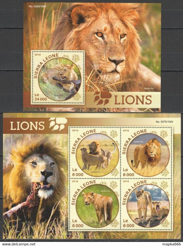 2016 Sierra Leone Animals Fauna Lions 1Kb+1Bl New Stamps St443