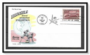 US #1104 Brussels Expo Fluegel Cachet FDC