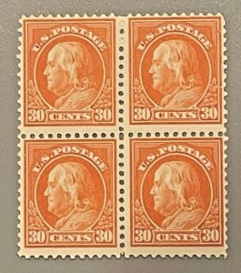 Scott#: 516 - Benjamin Franklin 1917 30¢ Perf 11 Flat Unwmk Block of Four MNHOG