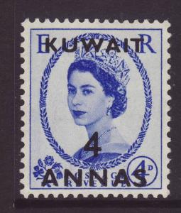 1953 Kuwait 4 Annas Opt On GB 4d Mint