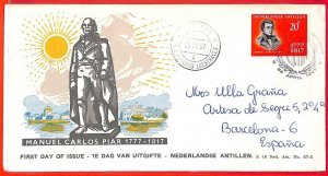 aa3573 - DUTCH  ANTILLEN - POSTAL HISTORY - FDC COVER to SPAIN 1967 Manuel Piar