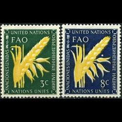 UN-NEW YORK 1954 - Scott# 23-4 FAO-Wheat Set of 2 LH