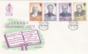 Jersey 1974 Anniversaries,  set of 4 on FDC