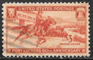 USA 894: 3c Pony Express 80th Anniversary, used, VF