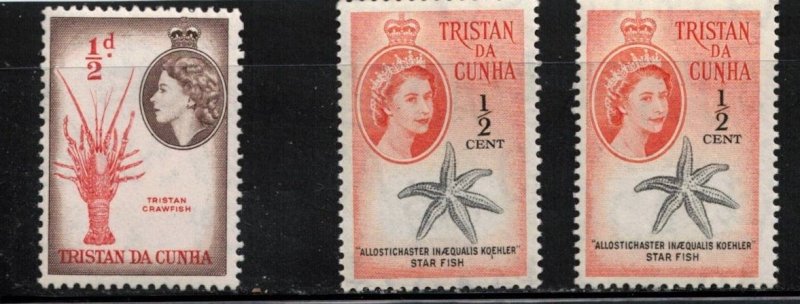 TRISTAN da CUNHA Scott # 14, 28, 28 MH - QEII & Marine Life