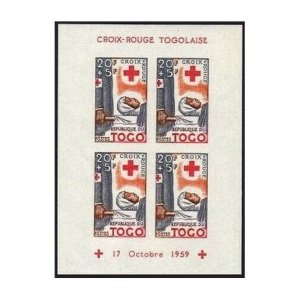 Togo B12a-B14a imperf sheets,MNH.Michel Bl.2B-4B. Red Cross 1959.Patient,Infant,