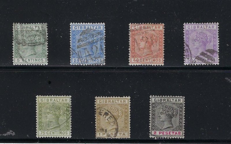 GIBRALTAR SCOTT #29/32/33/34/35/36/37 1889-95 VICTORIA PARTIAL SET-  USED