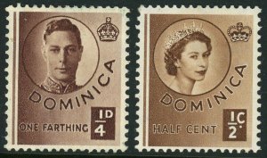 Dominica #111 King George VI #141 Queen Elizabeth II Postage Stamps Mint LH OG