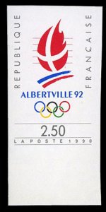 France, 1950-Present #2206 (YT 2632) Cat€46, 1990 Winter Olympics, imperf. ...