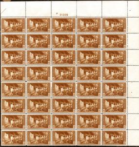 #743 4c Brown 1934 Farley Mesa Verde Arrow Plate # Block of 40 VF *MNH*