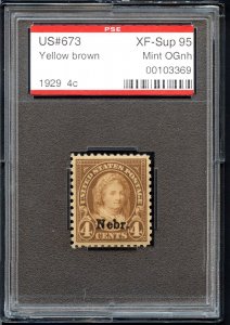 US SCOTT #673 MINT-XF-SUPERB-OG-NH GRADED 95 PSE SLAB SMQ $225 (7/24/24 GP)