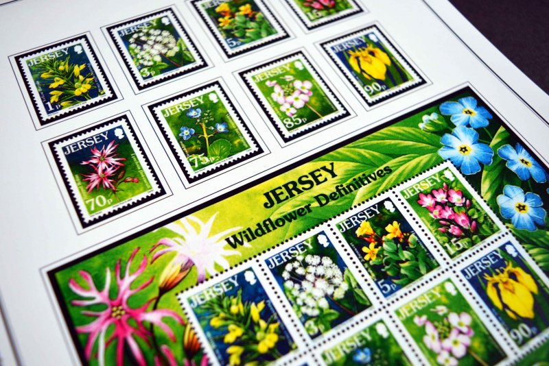 COLOR PRINTED JERSEY 1958-2010 STAMP ALBUM PAGES (198 illustrated pages)