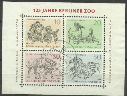 West Berlin  - 1969 Berlin Zoo s/sheet CTO  #9N275