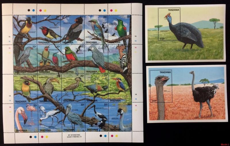 Tanzania 1989** Mi.523-42 + Bl.86, 87. Birds [20;57]