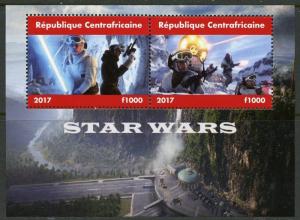 CENTRAL AFRICA 2017  STAR WARS  SHEET  OF TWO MINT NH