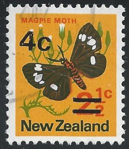 New Zealand #480 4c on 2 1/2p Magpie Moth