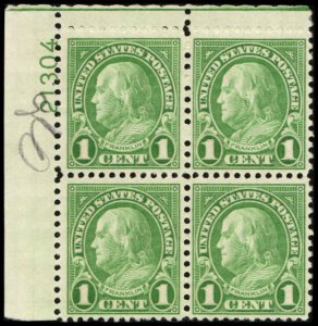 US #632 FRANKLIN MNH UL PLATE BLOCK #21304