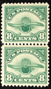 U.S. Mint Stamp Scott #C4 8c Air Mail Pair. Never Hinged. Choice!