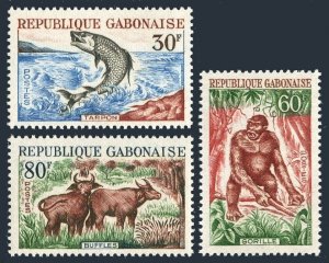 Gabon 172-174, MNH. Michel 199-201. Fauna 1964: Fish tarpon, Gorilla, Buffalo.