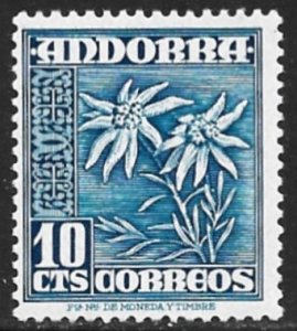 ANDORRA SPANISH ADMIN 1948-53 10c EDELWEISS Flower Pictorial Sc 39 MNH