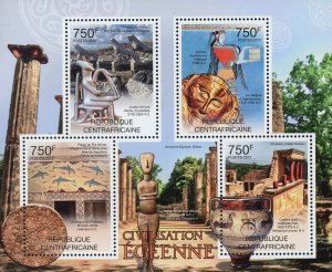 Aegean Civilization Stamp Lions Door Greece Souvenir Sheet of 4 Mint NH