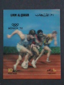 ​UMM AL QIWAIN- 1972-OLYMPIC GAMES MUNICH'72  MINT 3-D STAMP VERY FINE