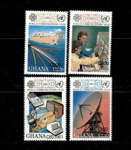 Ghana 1989 - Communications REVAL OVPT - Set of 4 Stamps - Scott #1107-10 - MNH