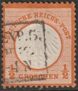 Germany 1872 Sc 3a used box cancel tiny thin