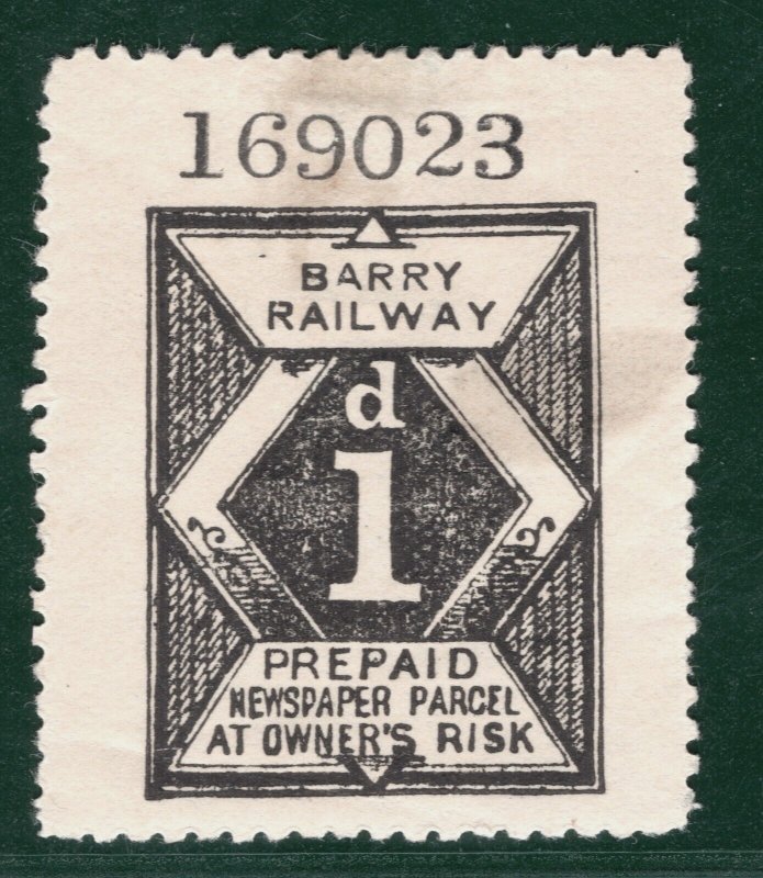 GB Wales BARRY RAILWAY Newspaper Parcel Stamp 1d Mint MM{samwells-covers}YOW96